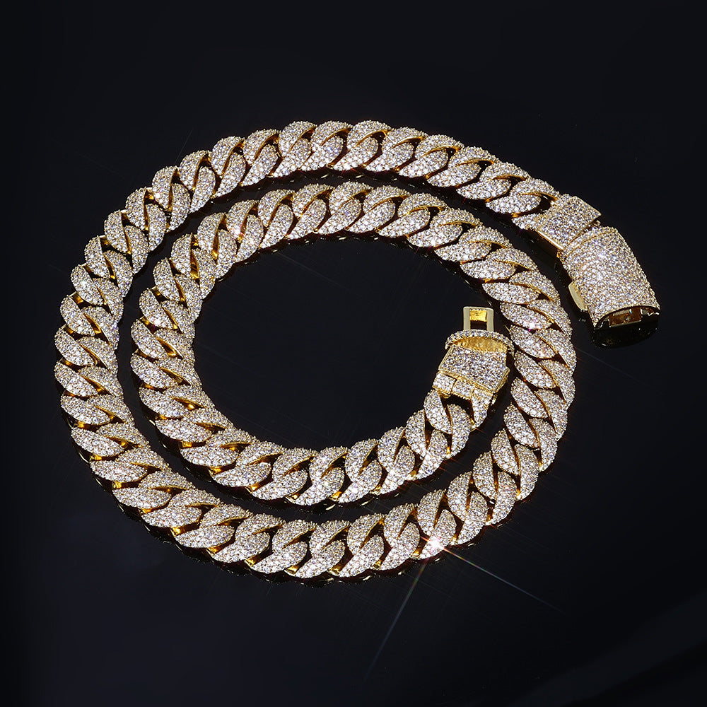 14 mm Iced Cuban Hip Hop Necklace with Cubic Zirconia on a Copper Base - CHA418 product image