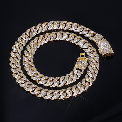 14 mm Iced Cuban Hip Hop Necklace with Cubic Zirconia on a Copper Base - CHA418