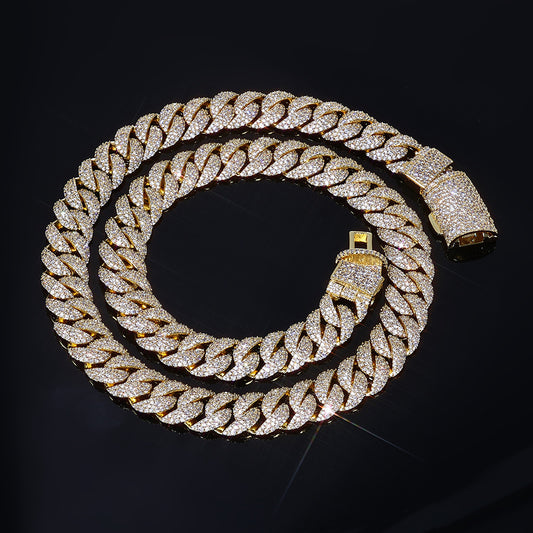 14 mm Iced Cuban Hip Hop Necklace with Cubic Zirconia on a Copper Base - CHA418 product image