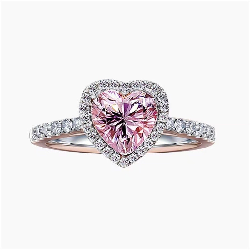 Pink Heart Halo Moissanite Ring for Women, Vintage Style Engagement Ring, Promise Ring, 1 Carat or 2 Carat product image