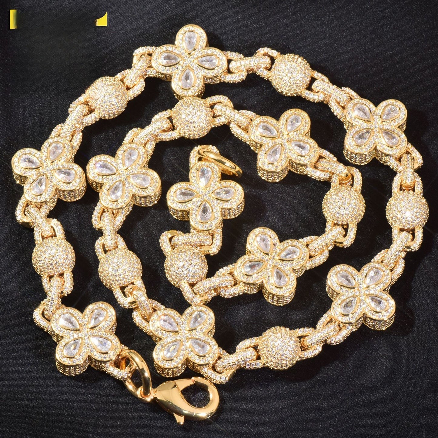 Unisex Iced Out Flower Statement Necklace