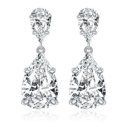 Pear Cut Moissanite Drop Earrings, 18K Gold Plated S925 Stud Earrings