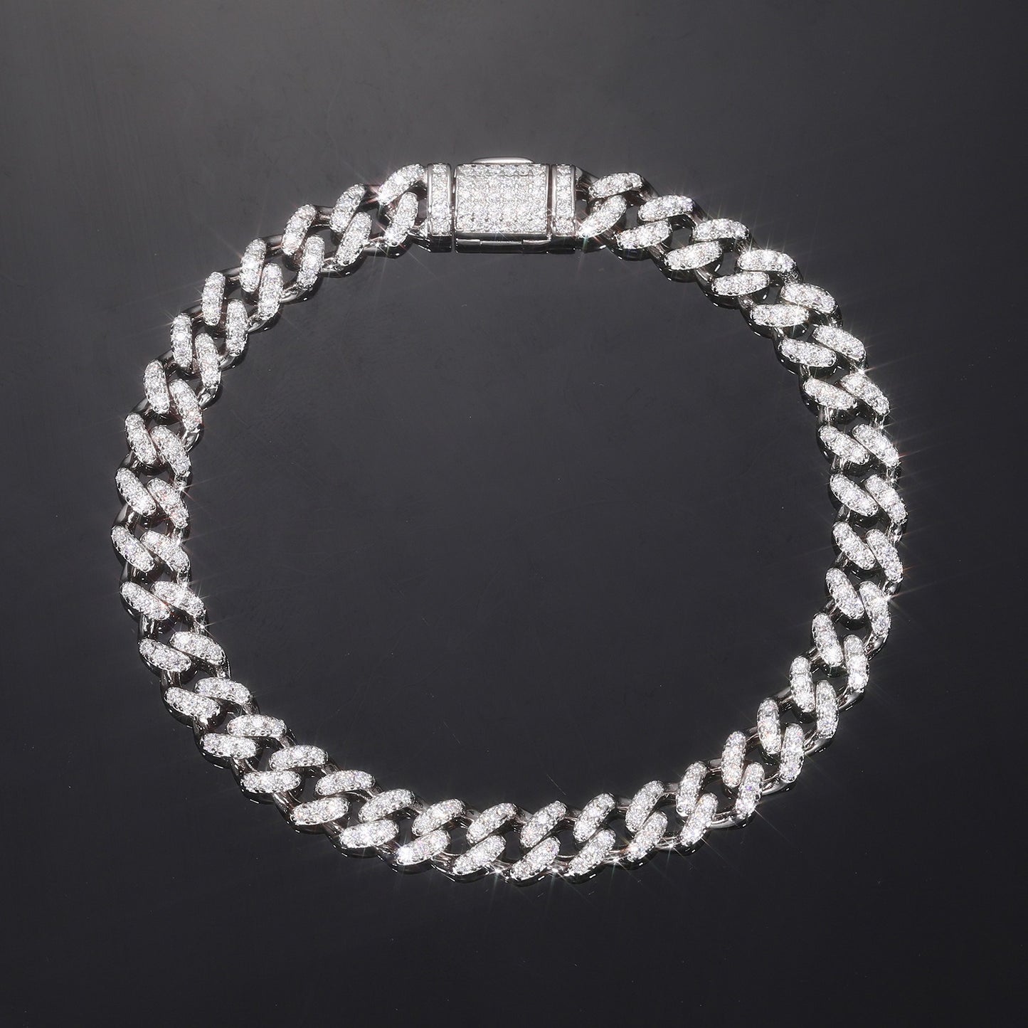 925 Silver Moissanite Cuban Link Bracelet for Women and Men, Iced Out Hip Hop Chain Bracelet product image