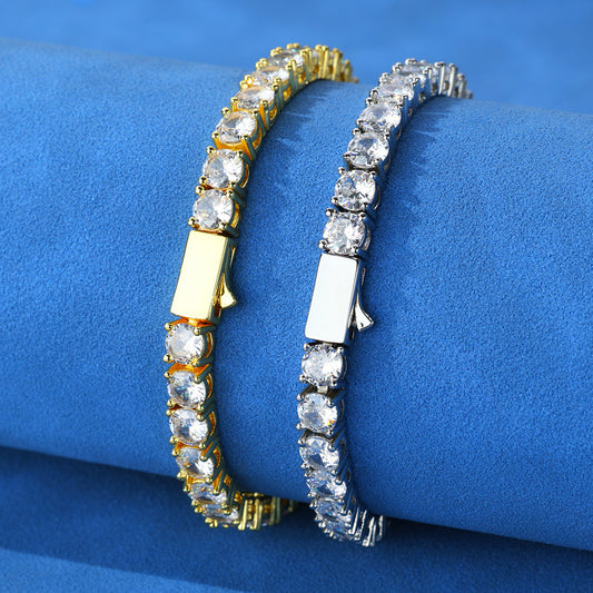 3-6 mm Round CZ Tennis Hip Hop Bracelet with Copper Base - CHA005 product image