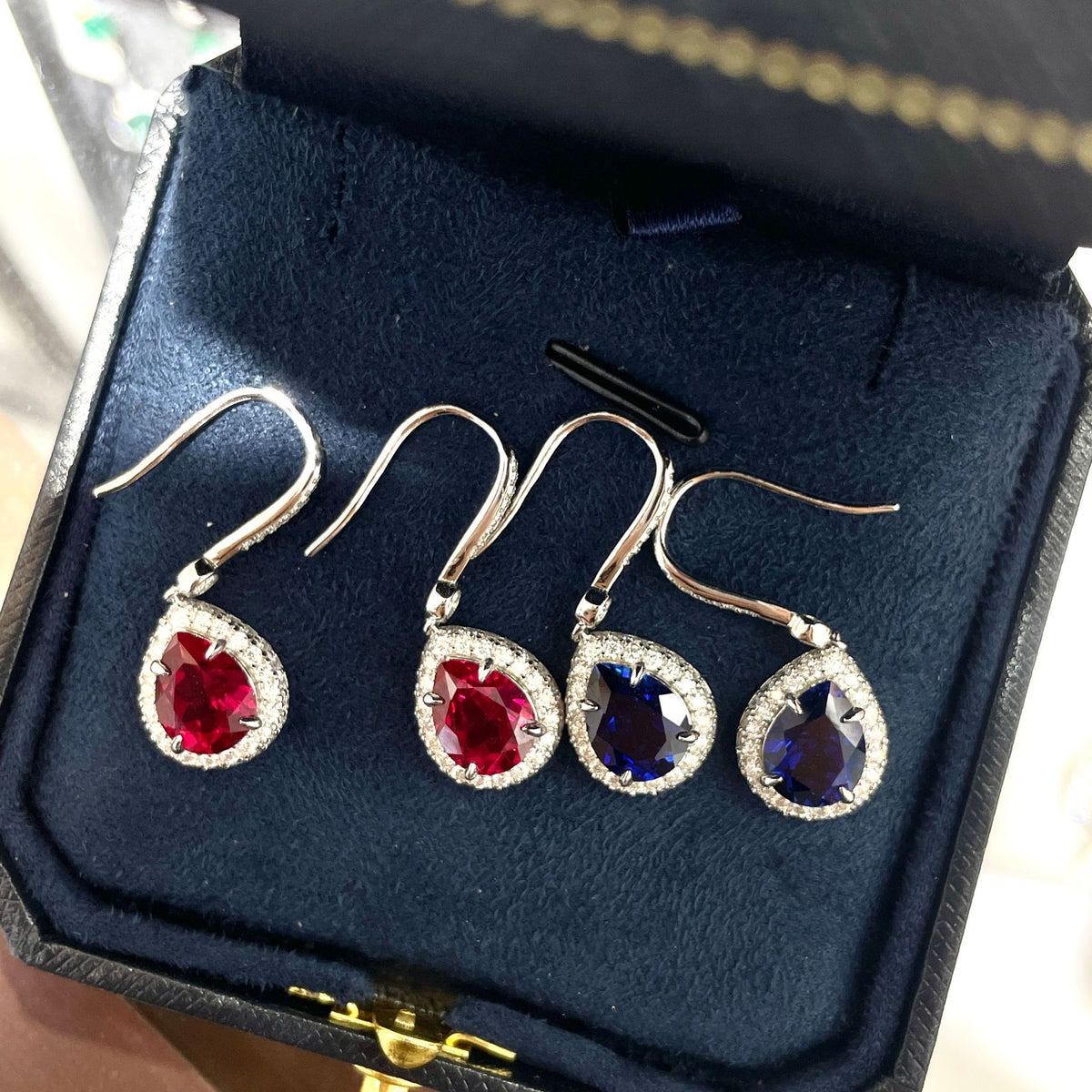 Pear Cut Teardrop Drop Earrings for Women, Faceted Color Stone Hook Dangle Earrings product image
