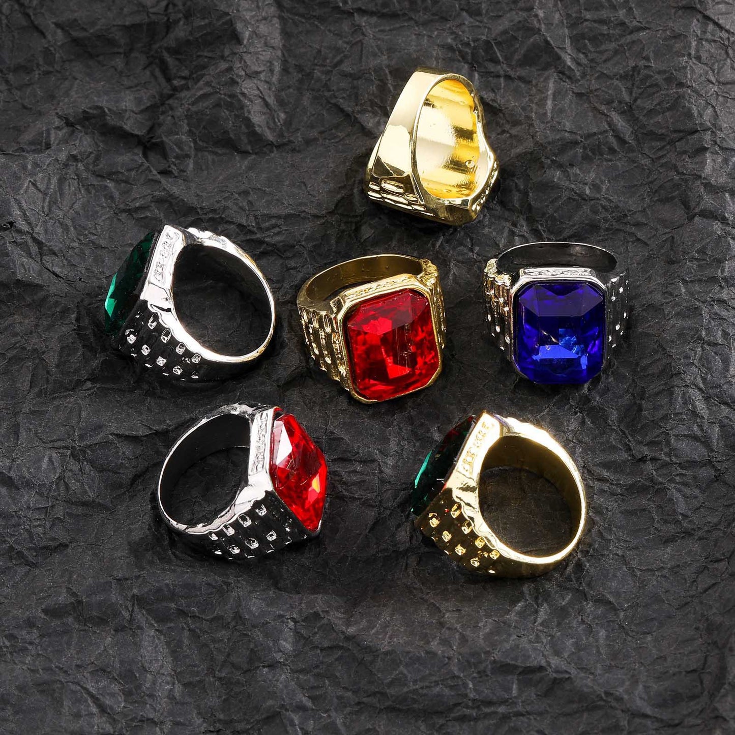 Hip Hop Vintage Square Cubic Zirconia Ring for Men