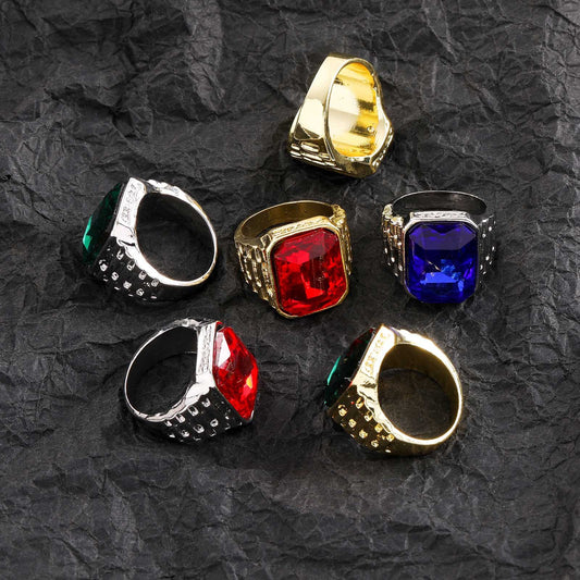 Hip Hop Vintage Square Cubic Zirconia Ring for Men