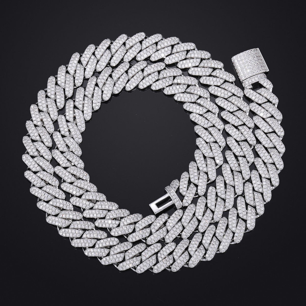 Iced Out Cuban Link Chain Necklace or Bracelet with Cubic Zirconia Unisex Hip Hop Jewelry product image