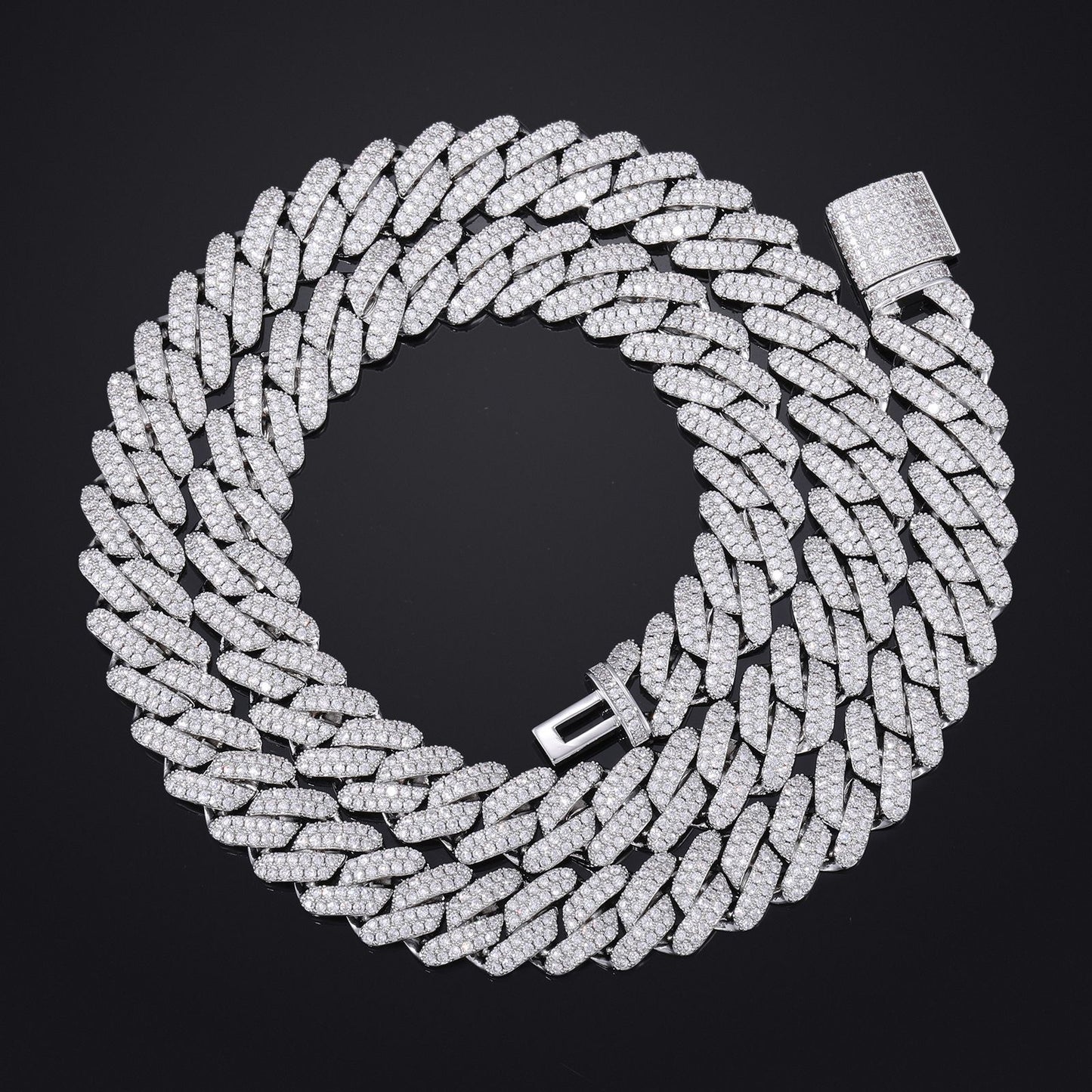 Iced Out Cuban Link Chain Necklace or Bracelet with Cubic Zirconia Unisex Hip Hop Jewelry product image