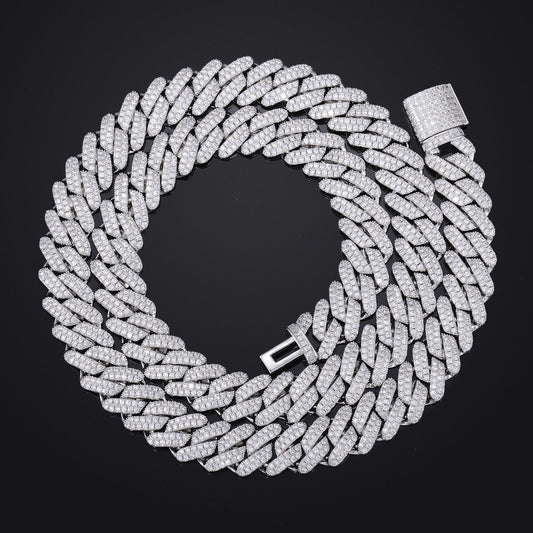Iced Out Cuban Link Chain Necklace or Bracelet with Cubic Zirconia Unisex Hip Hop Jewelry product image