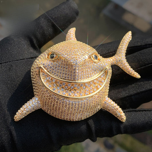 Iced Out Shark Pendant Necklace