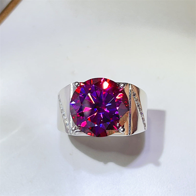 Men’s Purple Moissanite Ring with Wide Band, 5 Carat or 10 Carat Statement Ring product image