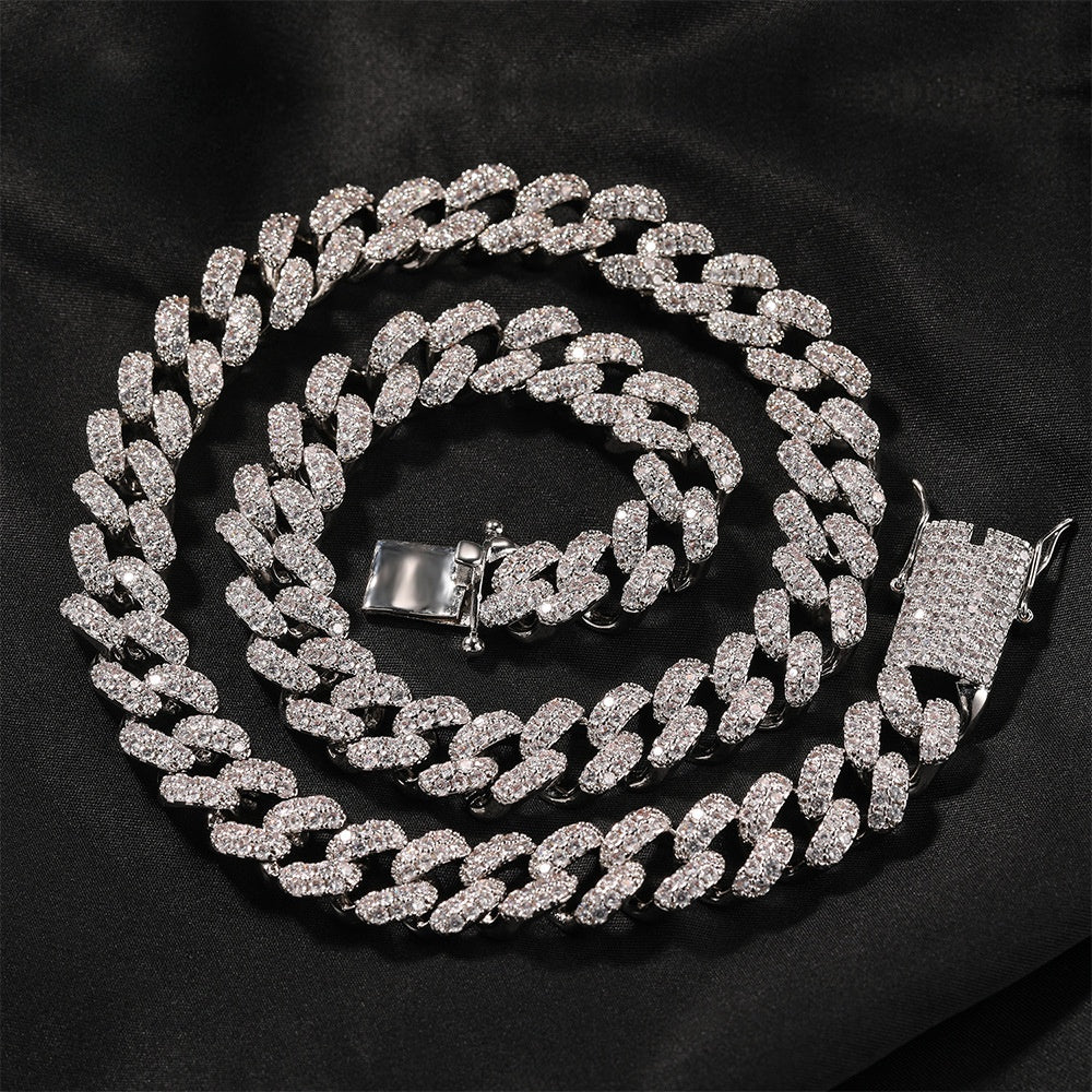 15mm Unisex Iced Out Cuban Link Chain Necklace – Electroplated Copper Hip Hop Statement Jewelry in Gold or Silver Tone product image