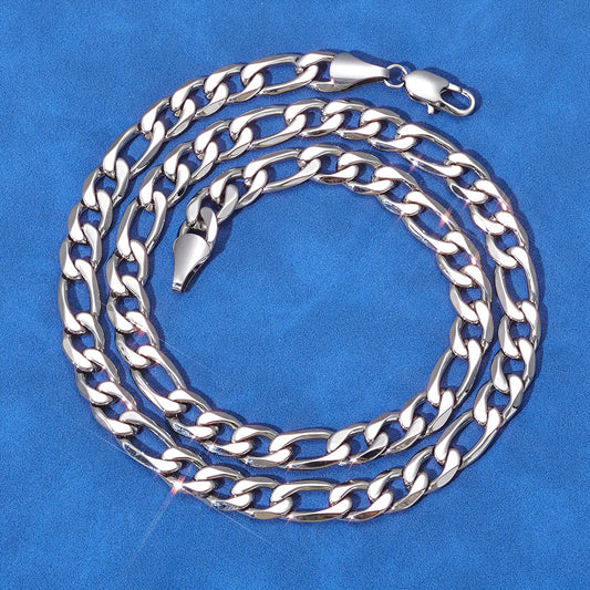 5-10 mm Polished Figaro Link Hip Hop Necklace with Stainless steel Base - CHA143 product image