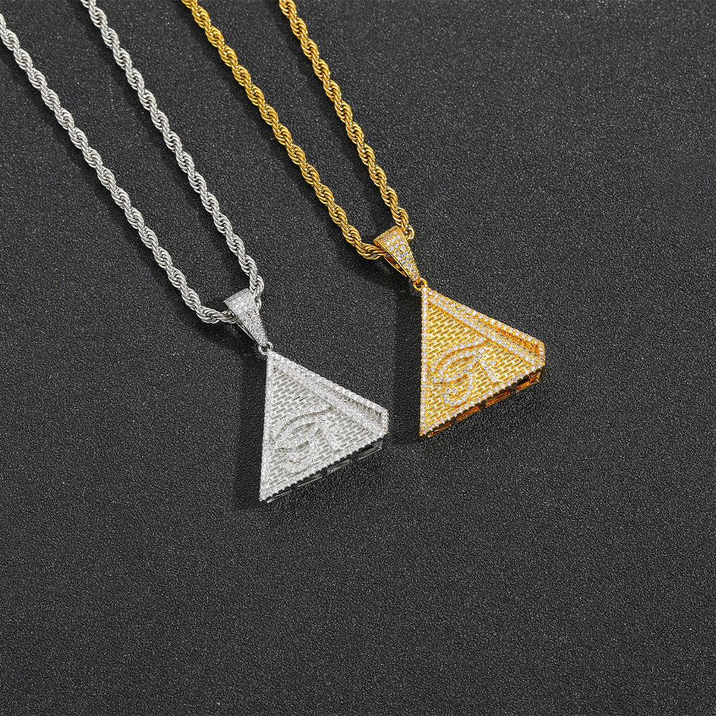 Hip Hop Vintage Geometric Cubic Zirconia Pendant Necklace for Men and Women