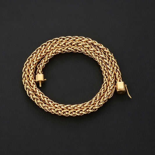 6 mm Polished Wheat Link Hip Hop Necklace with Stainless steel Base - CHA487 product image