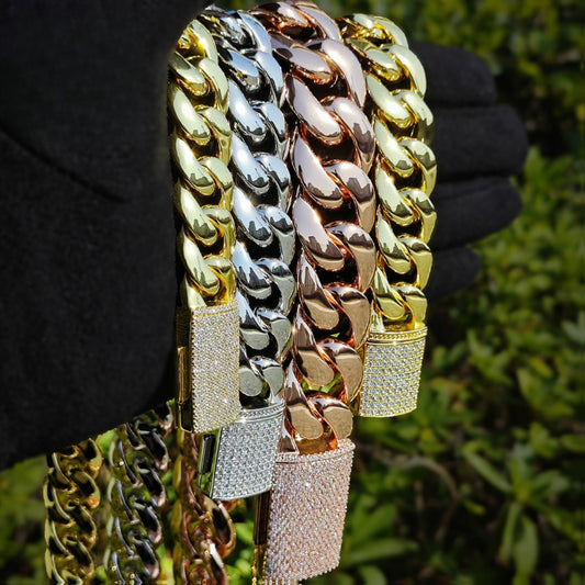 Iced Out Cuban Link Chain Necklace Unisex Hip Hop Statement Jewelry