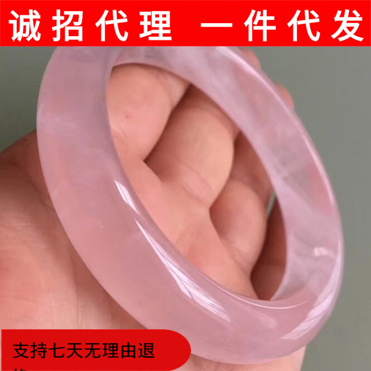 Pink Crystal Bangle Bracelet for Women, Natural Geometric Style