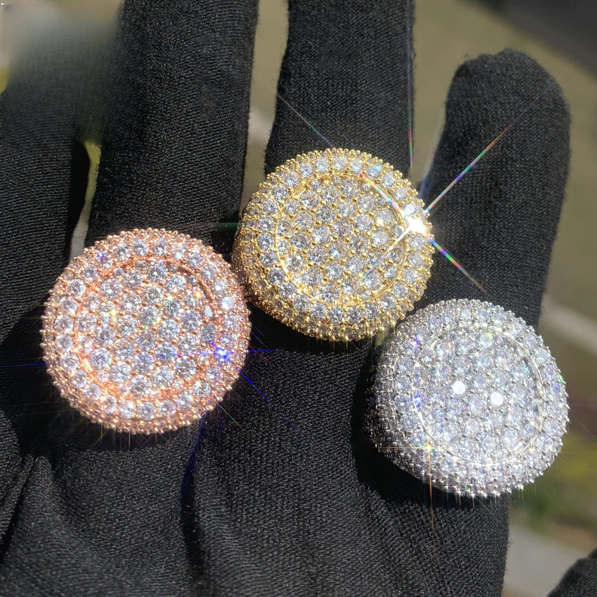 Round Micro Pave Iced Out Statement Ring for Unisex Hip Hop Style product image