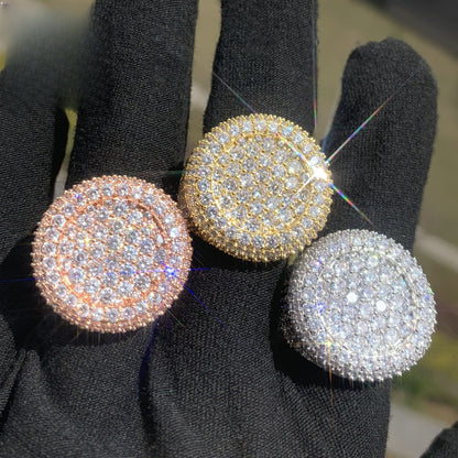 Round Micro Pave Iced Out Statement Ring for Unisex Hip Hop Style