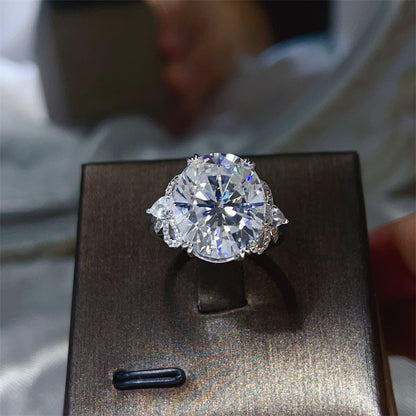 10 Carat Oval Moissanite Butterfly Halo Ring for Women