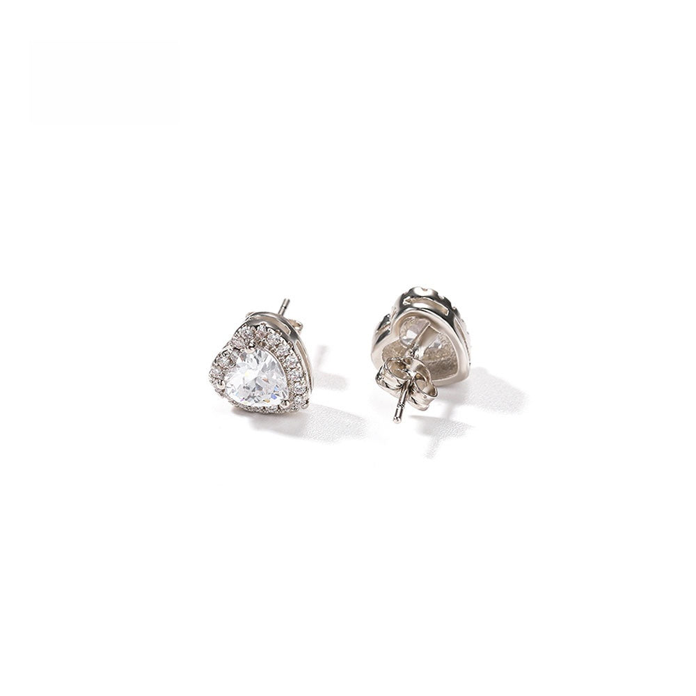 Heart Shape Stud Earrings for Women and Men, Gold Plated Silver Plated Rose Gold Plated Copper Earrings with Crystal Stone, Trendy Statement Jewelry 2026