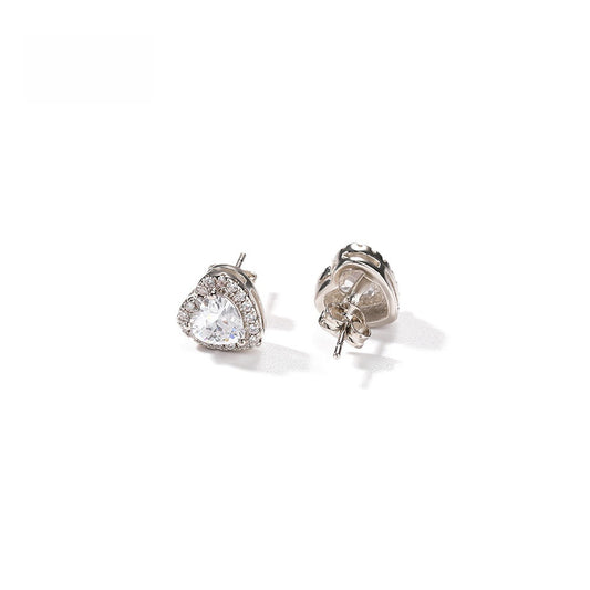 Heart Shape Stud Earrings for Women and Men, Gold Plated Silver Plated Rose Gold Plated Copper Earrings with Crystal Stone, Trendy Statement Jewelry 2026