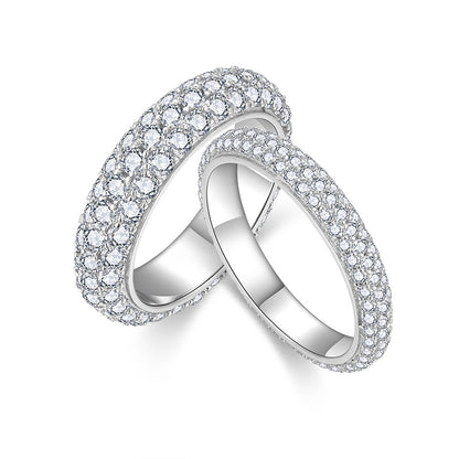 Pavé Moissanite Ring, S925 Sterling Silver Matching Couple Band