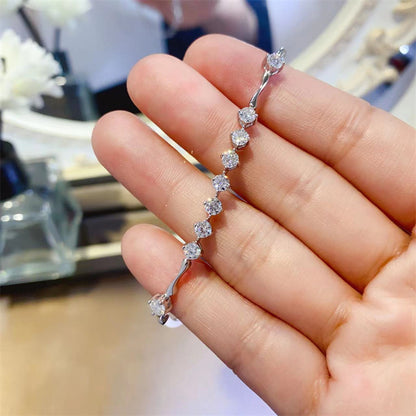 Moissanite Ring for Women, Open Band Round Stone Engagement Ring