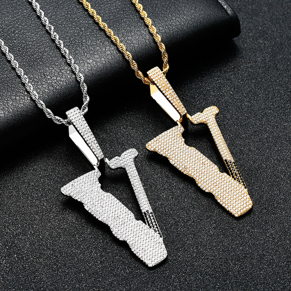 Hip Hop Fashion Cubic Zirconia Pendant Necklace for Men and Women