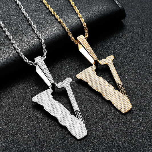 Hip Hop Fashion Cubic Zirconia Pendant Necklace for Men and Women