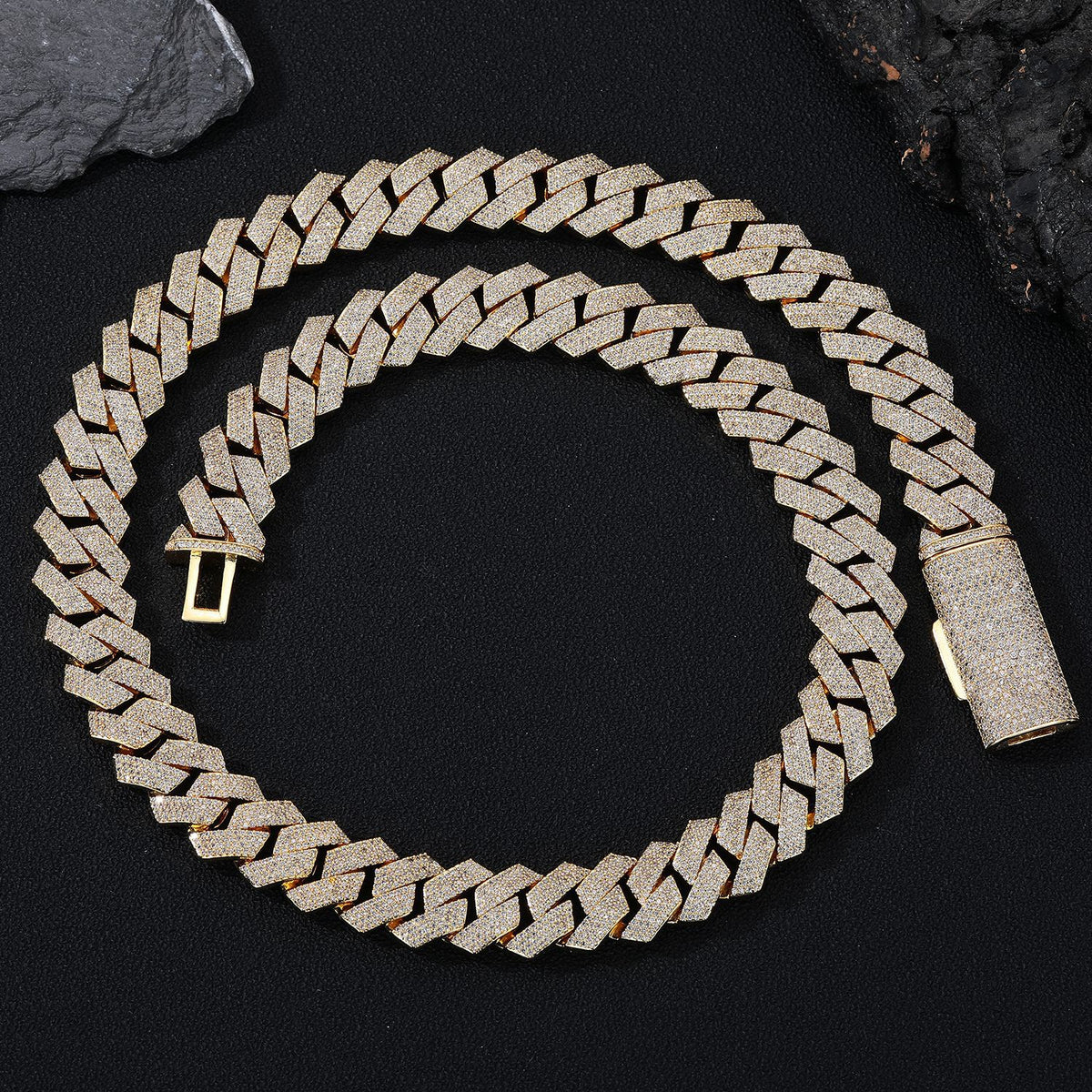 20mm Iced Cuban Link Bracelet with Geometric Zircon Links, Unisex product image