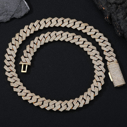 20mm Iced Cuban Link Bracelet with Geometric Zircon Links, Unisex