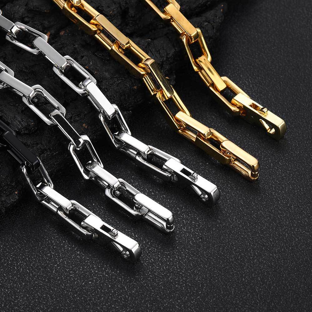 9 mm Polished Rectangular Link Hip Hop Necklace or Bracelet with Stainless steel Base - CHA261 product image