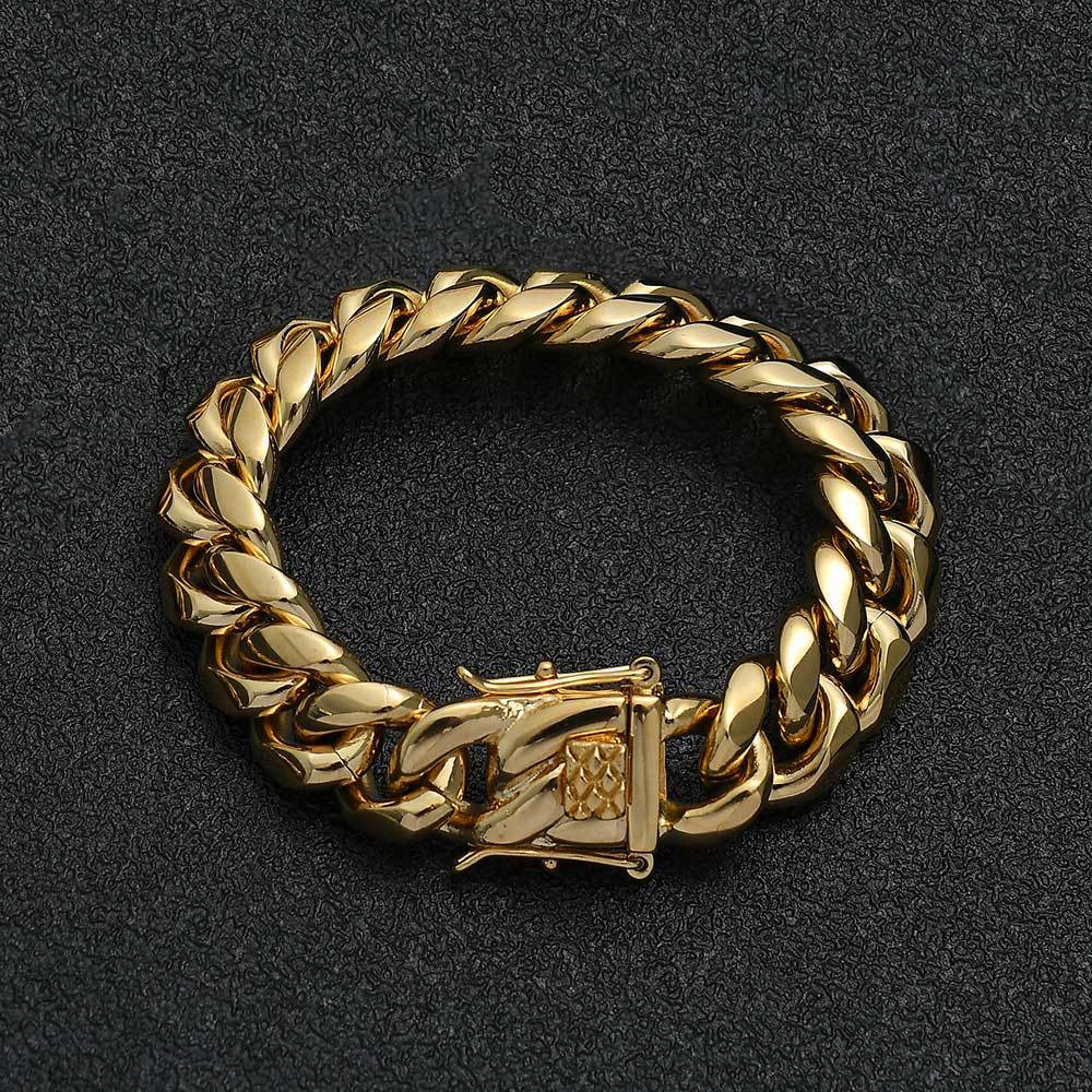 6-14 mm Rounded Polished Cuban Stainless steel Bracelet - CHA006 product image