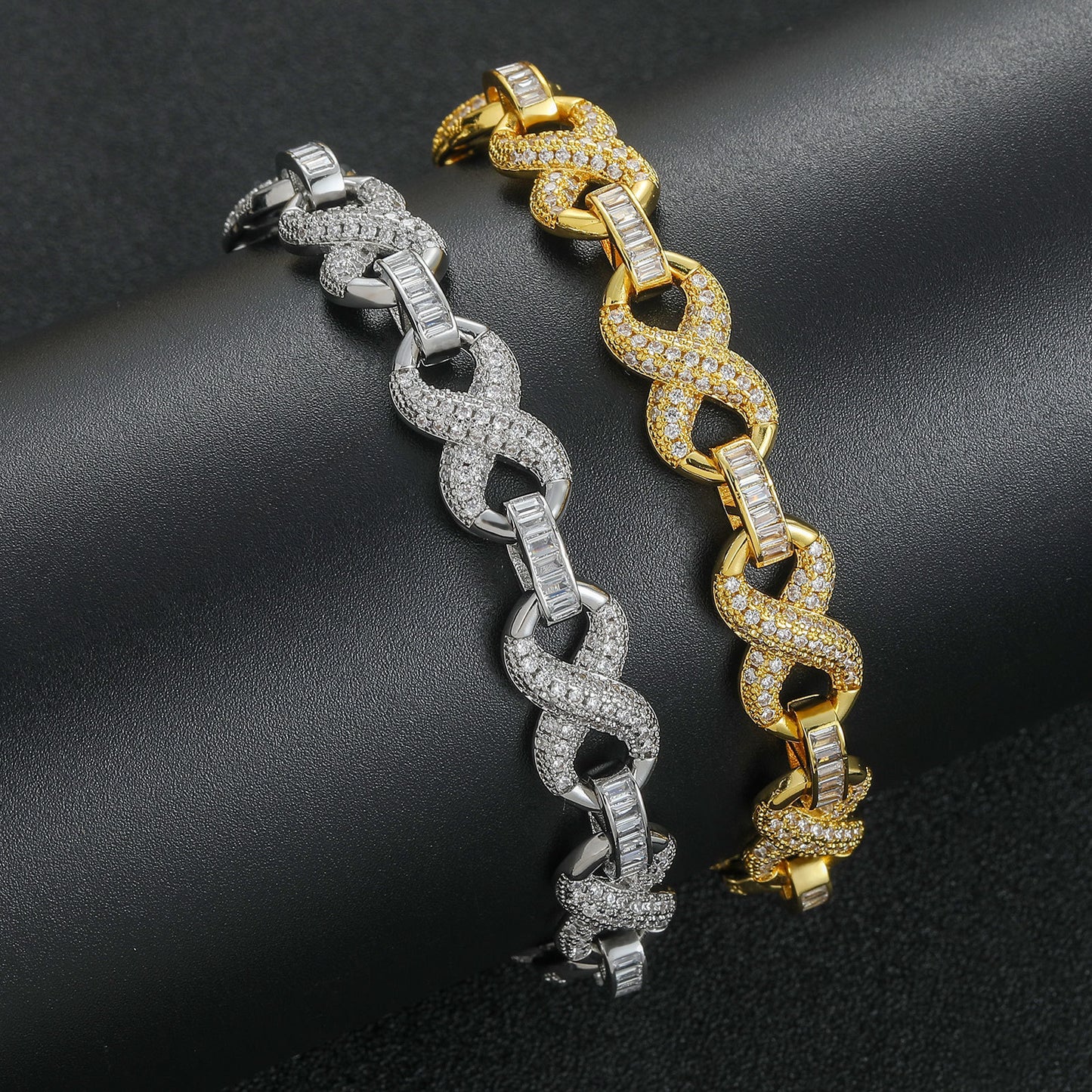 Hip Hop Four Leaf Clover Cuban Link Copper Bracelet for Men