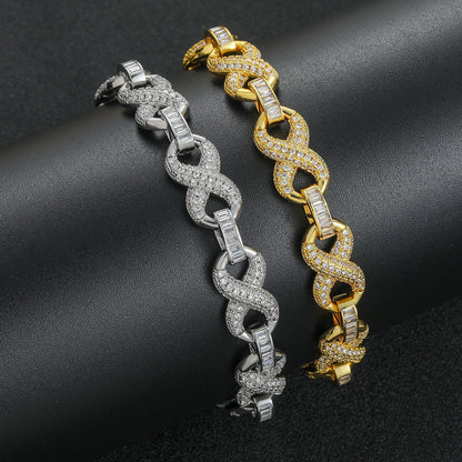 Hip Hop Four Leaf Clover Cuban Link Copper Bracelet for Men