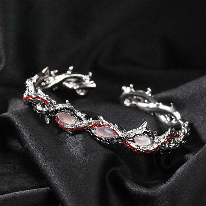 Silver Tone Hip Hop Dragon Line Bracelet with Cubic Zirconia Accents for Women