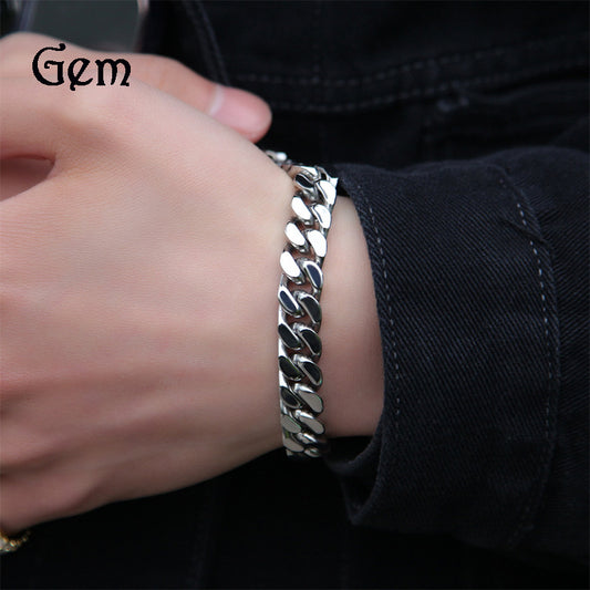 Men’s Stainless Steel Curb Chain Bracelet – Minimalist Line Design, Gold Plated or Silver Tone, 7 Inch & 8 Inch