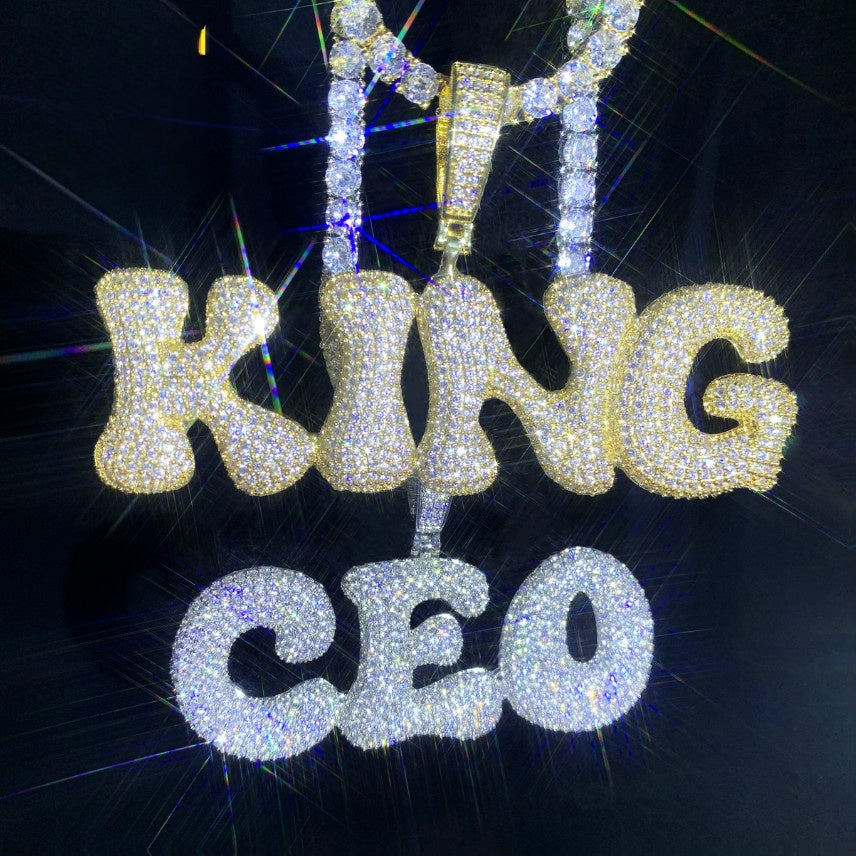 Iced Out Letter Pendant Necklace