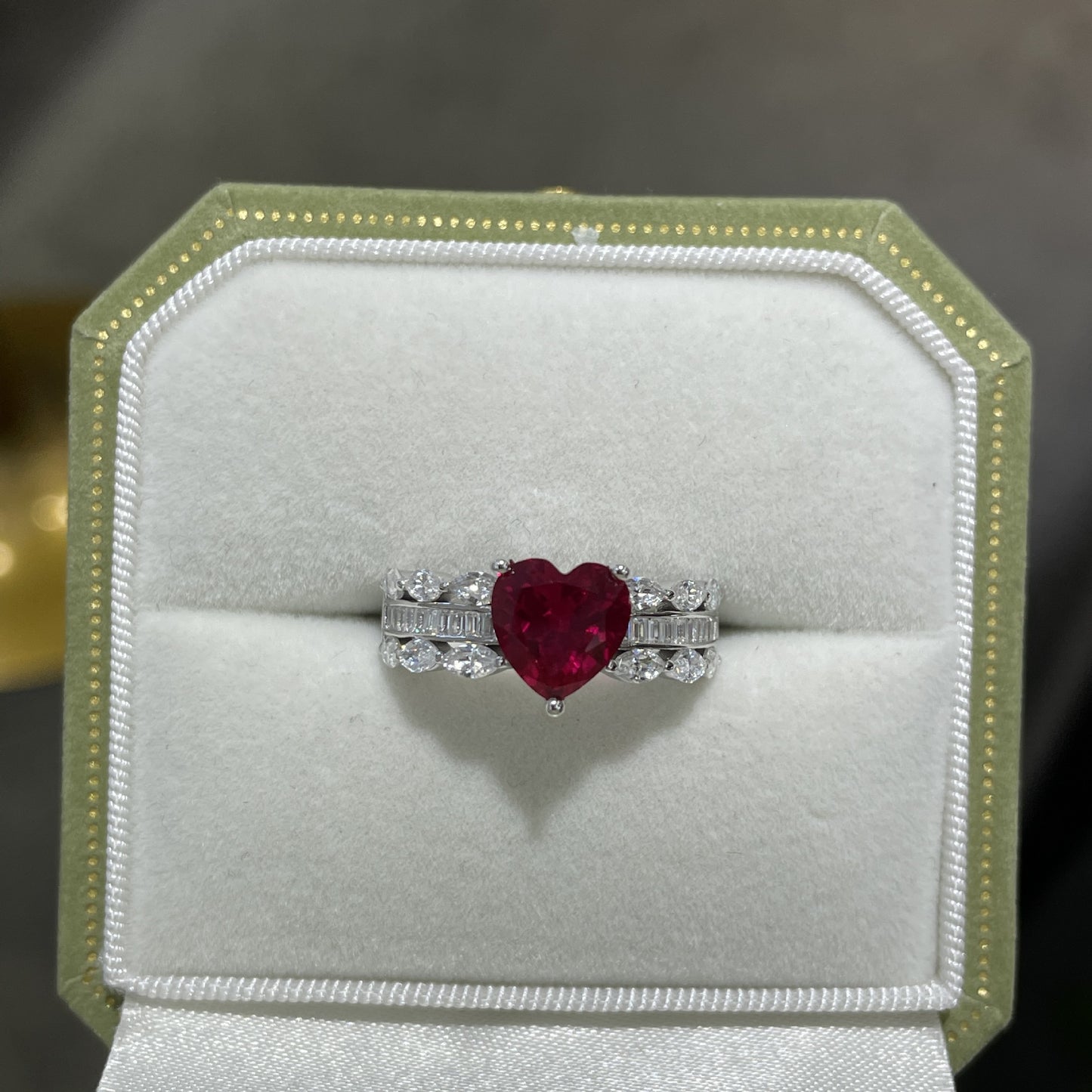 S925 Heart Ruby Ring for Women, Vintage Promise Ring product image