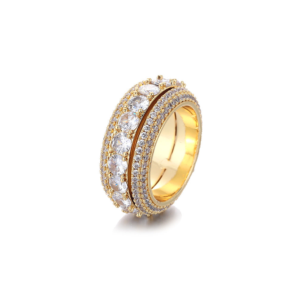 Men's Geometric Rotating Ring with Five-Row Clear Cubic Zirconia Stones product image