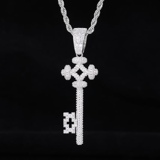 Unisex Hip Hop Key Pendant Necklace, Rope Chain Geometric Zircon Charm product image
