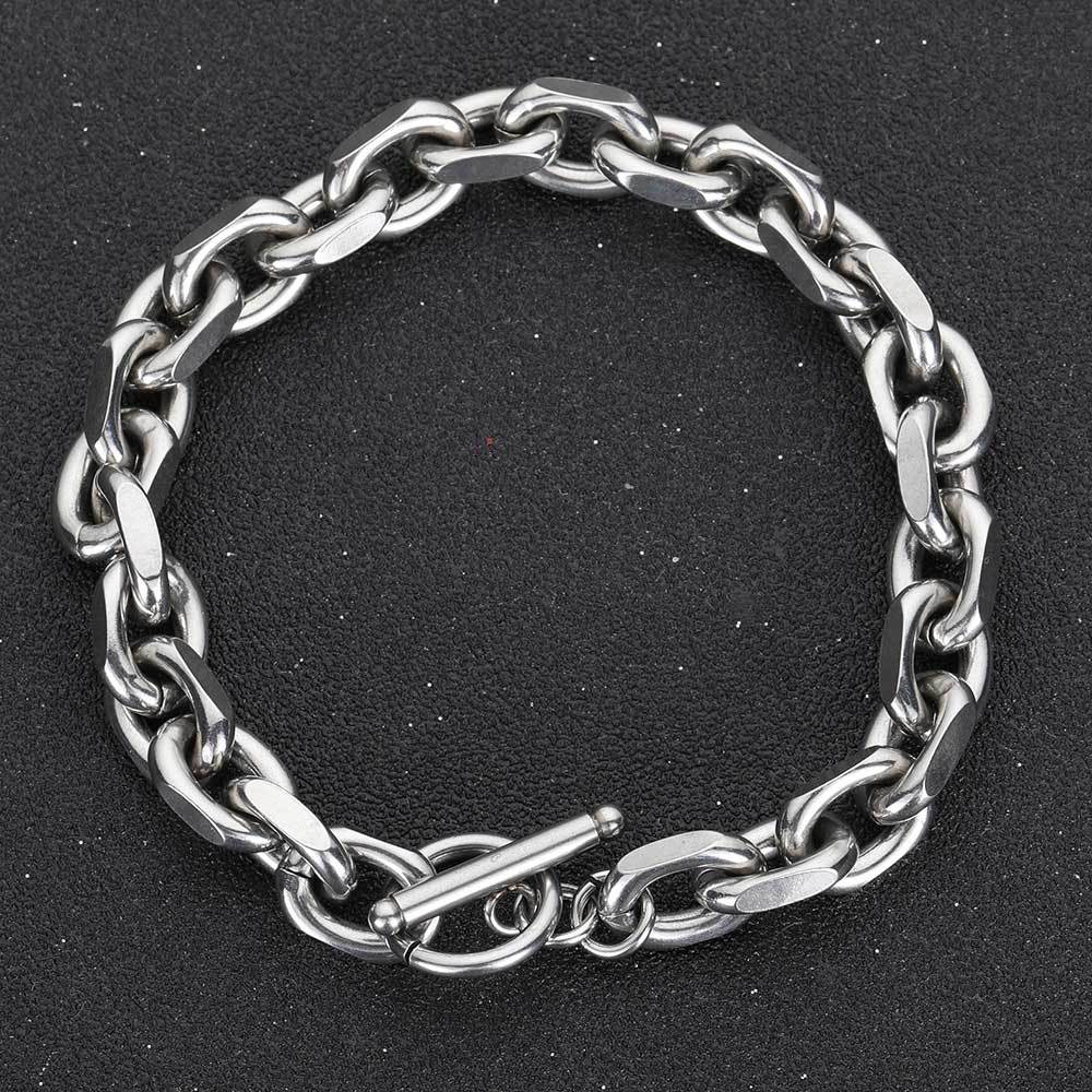 9 mm Polished Oval Link Hip Hop Bracelet with Stainless steel Base - CHA060 product image