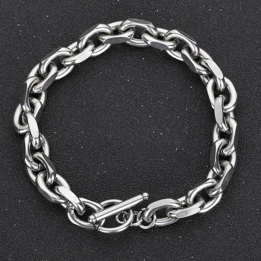 9 mm Polished Oval Link Hip Hop Bracelet with Stainless steel Base - CHA060 product image