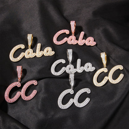 Personalized Bubble Letter Necklace with Cubic Zirconia Pendant for Women - Gold, Silver & Rose Gold Initial or Number Chain