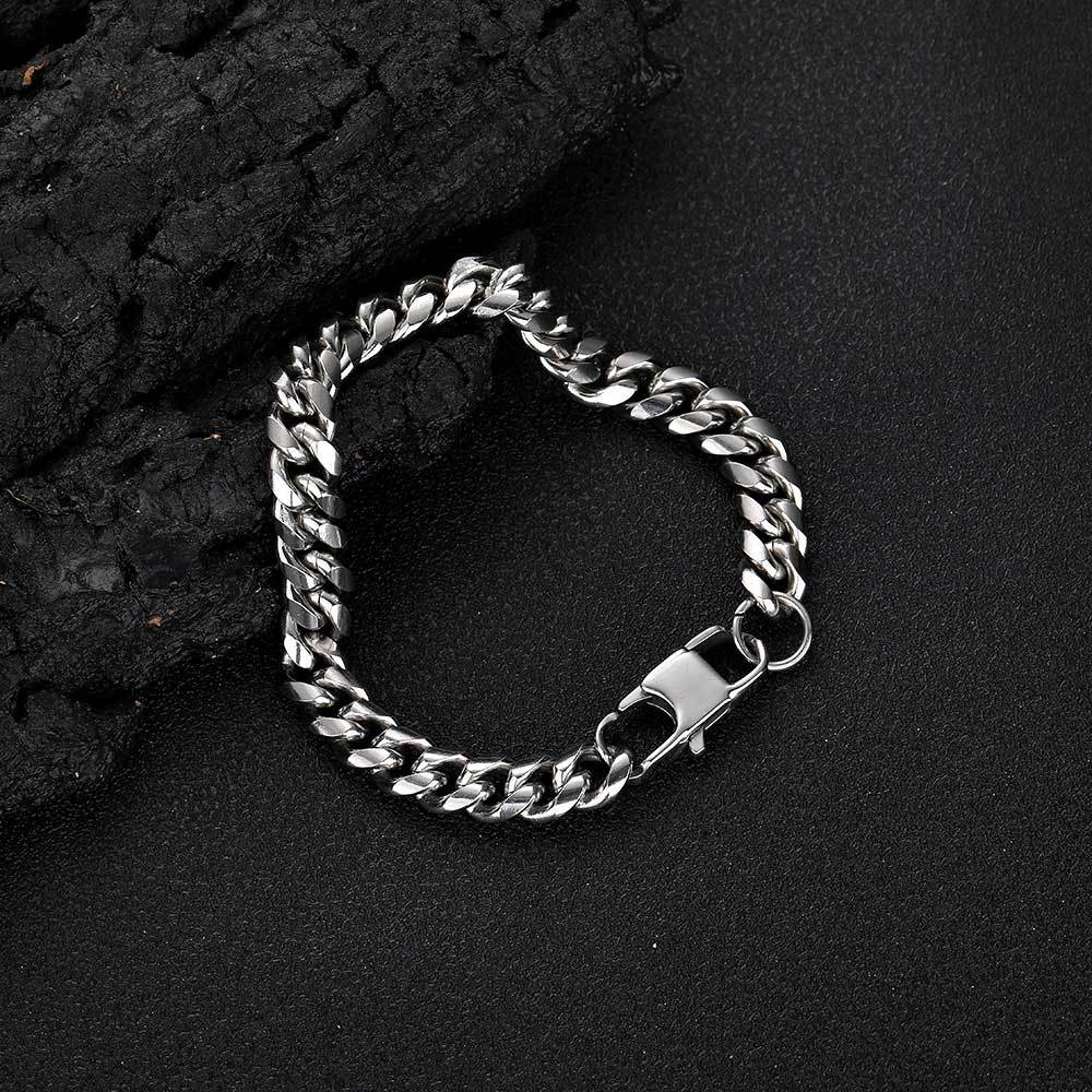 4-9 mm Polished Rounded Cuban Hip Hop Bracelet with Stainless steel Base - CHA062 product image