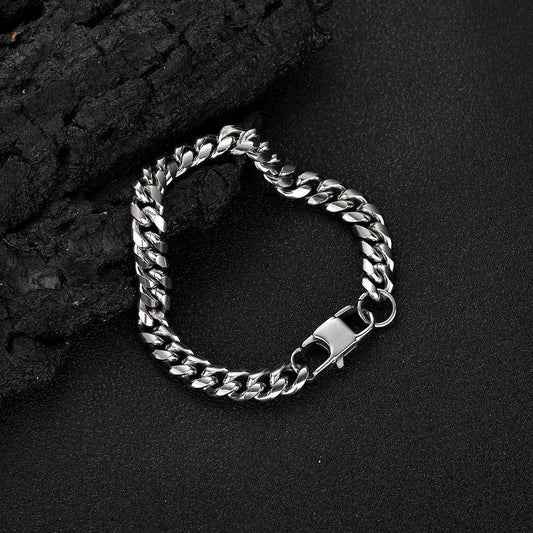 4-9 mm Polished Rounded Cuban Hip Hop Bracelet with Stainless steel Base - CHA062 product image