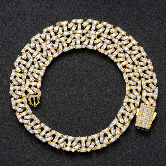Hip Hop Punk Cuban Link Cubic Zirconia Necklace for Men