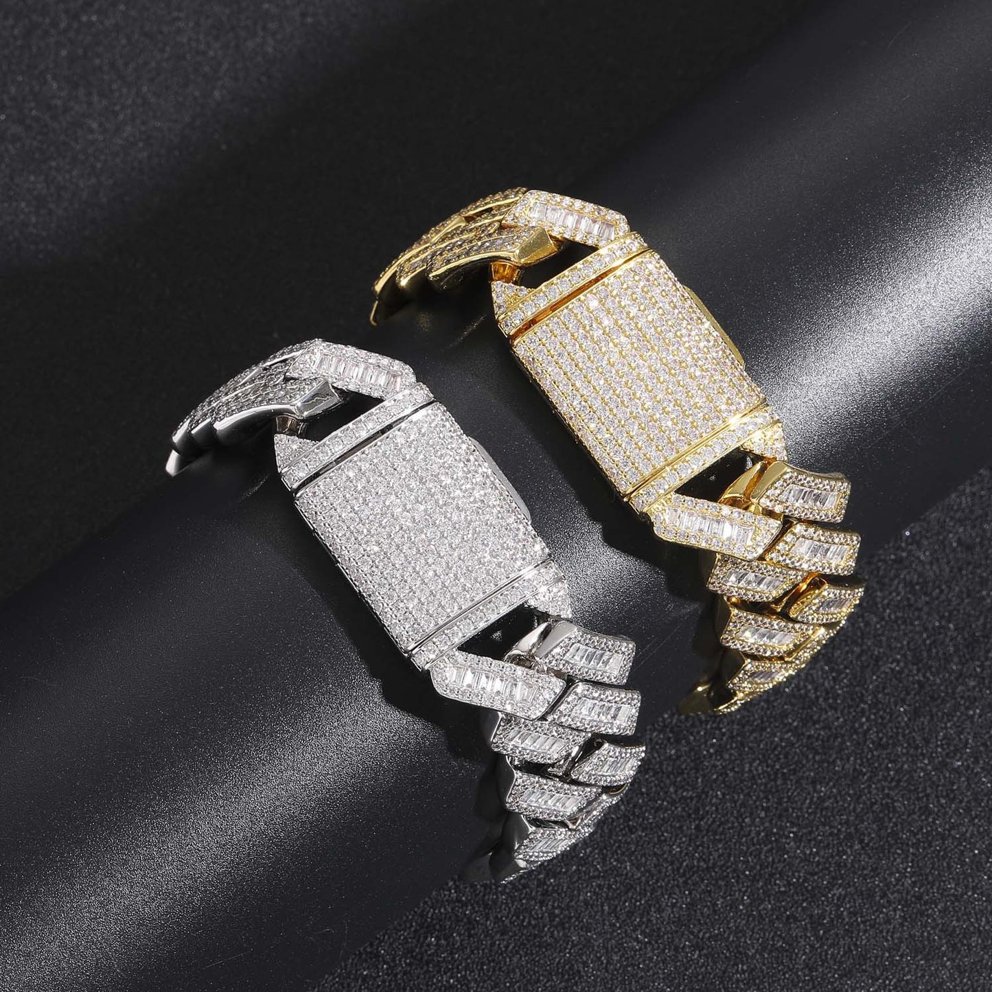 Hip Hop Diamond Shape Cuban Link Cubic Zirconia Bracelet for Men